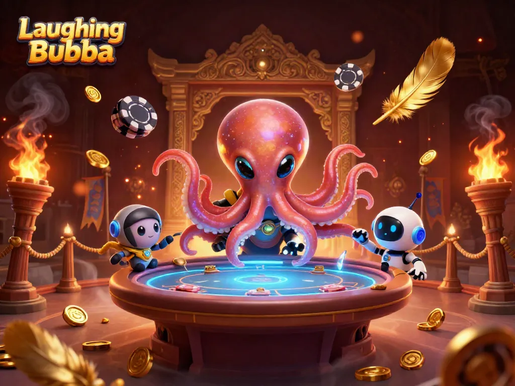 หมุนวงล้อสล็อตไปพร้อมกับ Laughing Buddha และหุ่นยนต์ในฉากคาสิโนที่เต็มไปด้วยสีสัน