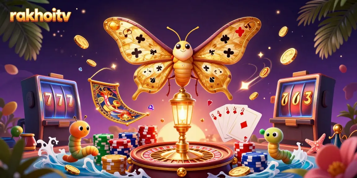 Experience the thrill of rakhoitv with animated casino-themed characters and vibrant elements.