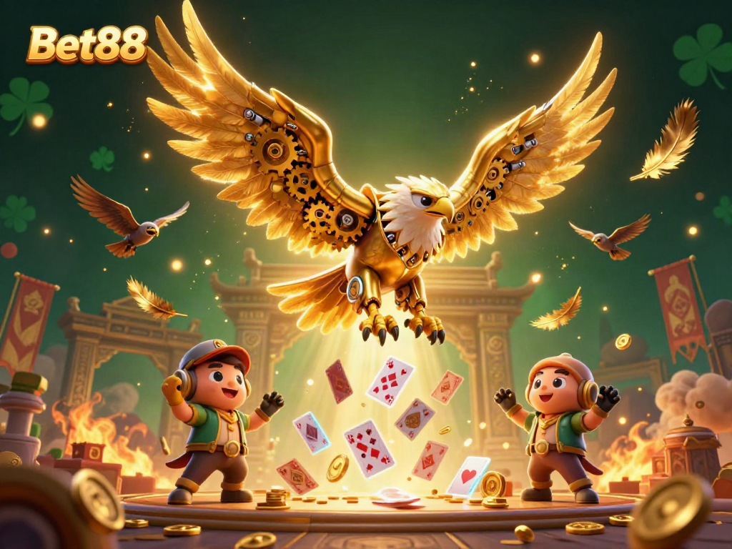 Experience thrilling gameplay with Bet88 in a vibrant casino scene filled with energetic elements.