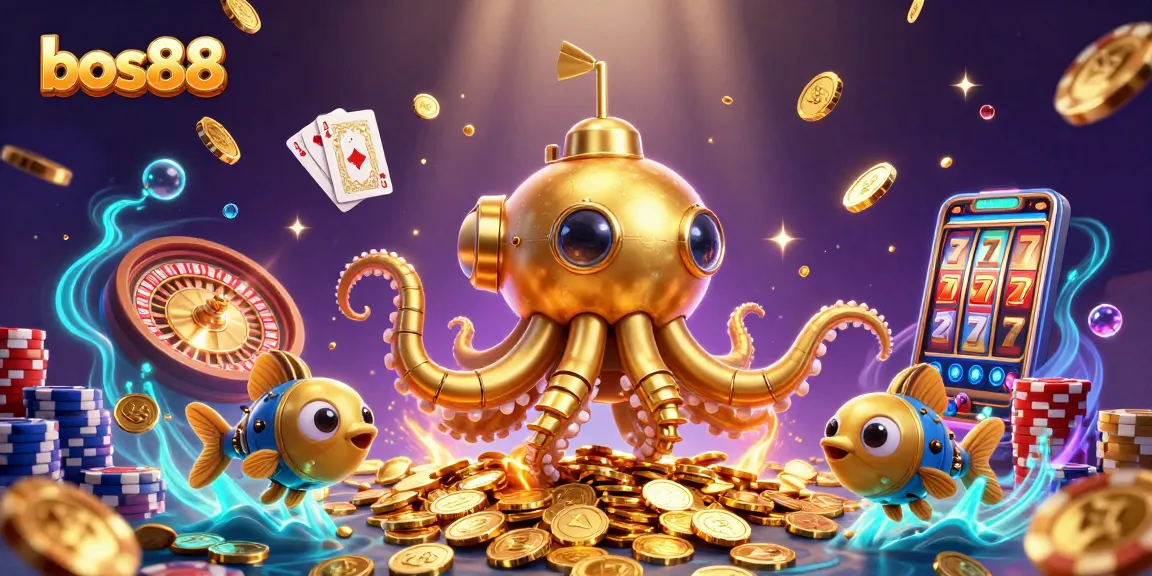 Experience the excitement of bos88 slots with a dynamic golden kraken and casino elements!