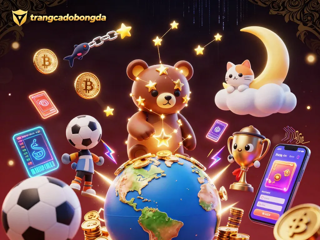 Engage in thrilling sports betting actions with trangcadobongda as golden stars illuminate a vibrant scene