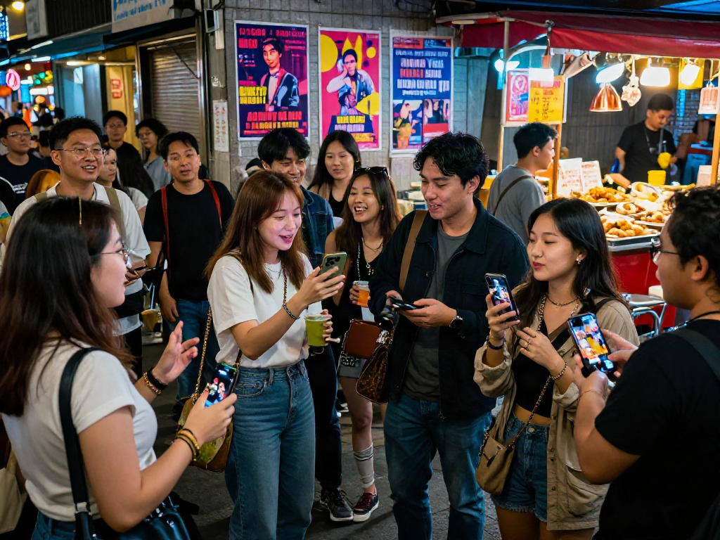 黑料街头八卦文化,人们聚集在城市夜生活中讨论最新的名人动态。