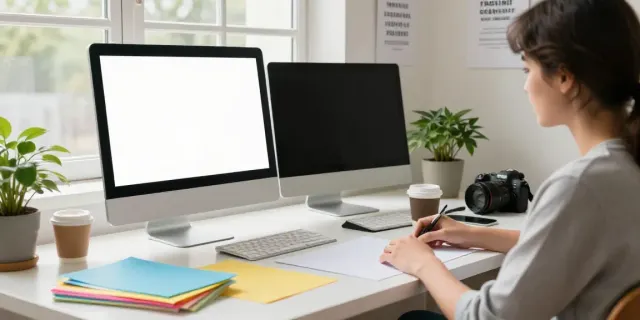 Home office scene showcasing a creative workspace for making a Replacement Diploma.