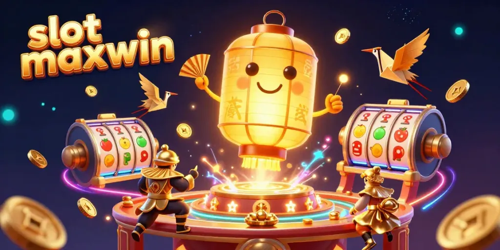 Experience thrilling excitement with slot maxwin as golden symbols and coins dance in a dynamic 3D casino scene.