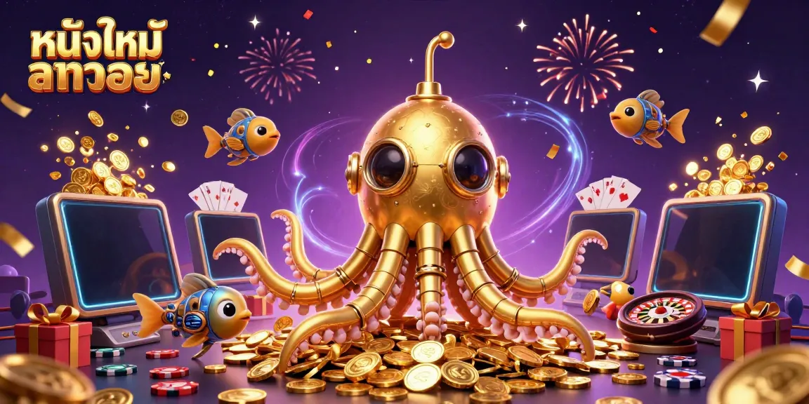 Engage with exciting หนังใหม่ชนโรง slots featuring an enchanting kraken and gold coins.