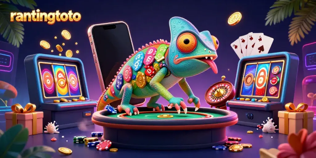 Rantingtoto menarik perhatian dengan chameleon kasino yang unik, slot, dan koin emas yang melimpah.