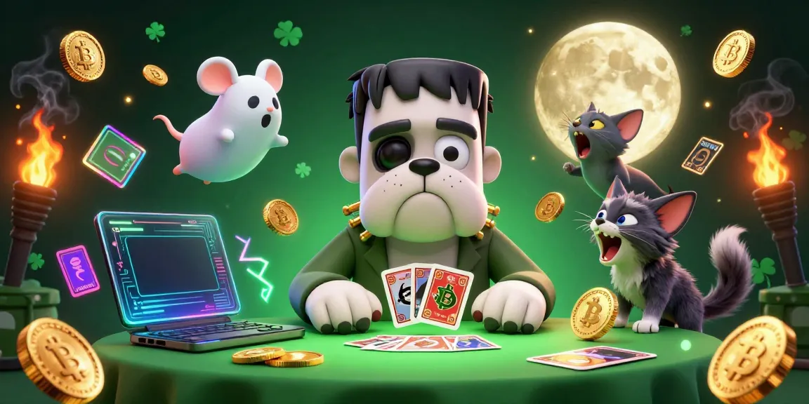 Experience thrilling games at our online casino with a Frankenstein bulldog dealer and spooky characters.